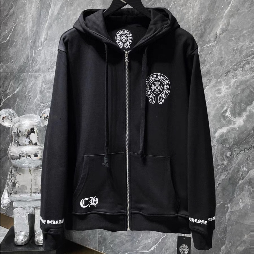 Chrome Hearts Black Zip-Up Hoodie